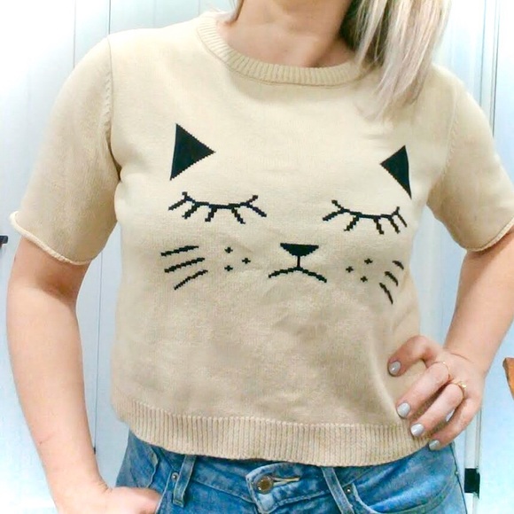 Sweaters - Peps Loves Kitty Crop Sweater